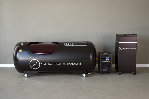 Superhuman L1 hyperbaric chamber complete system with oxygen concentrator and AC unit