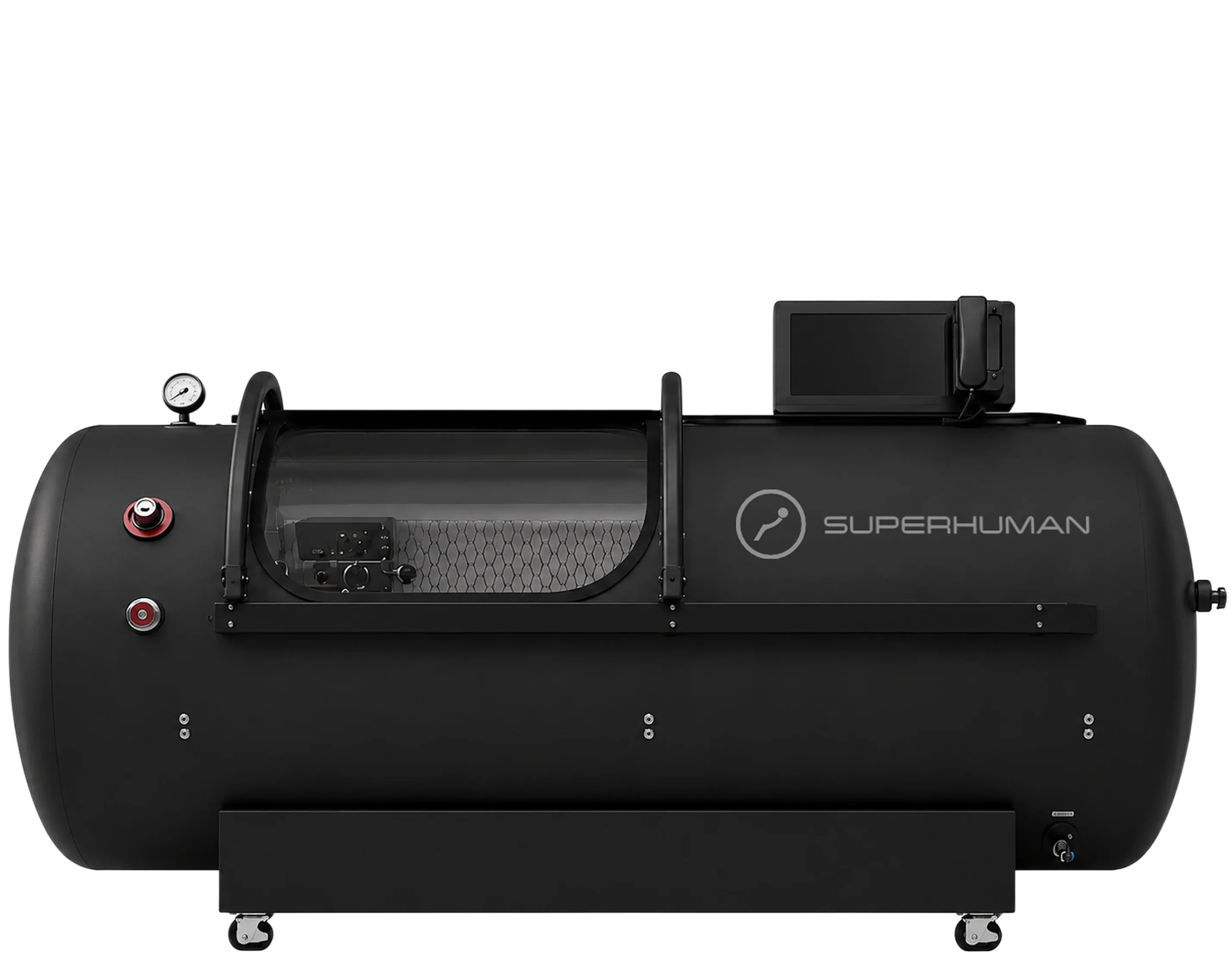 Superhuman L1 lying-down hard-shell hyperbaric chamber render